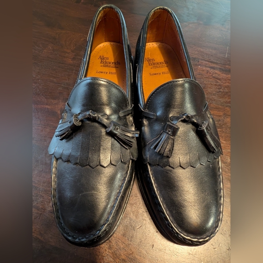 Allen Edmonds Black Leather Lowry Hill Tassel Loafers, Men's 11
